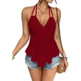 thumbnail image 2 of Lmueinov Halter Tank Tops for Women Sleeveless Ruffle Hem Cami,Backless Tank for Summer Going Out Vacation Wear, 2 of 5