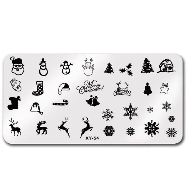 Placa de estampado de uñas EZLIFE Árbol de Navidad Geometría de hojas