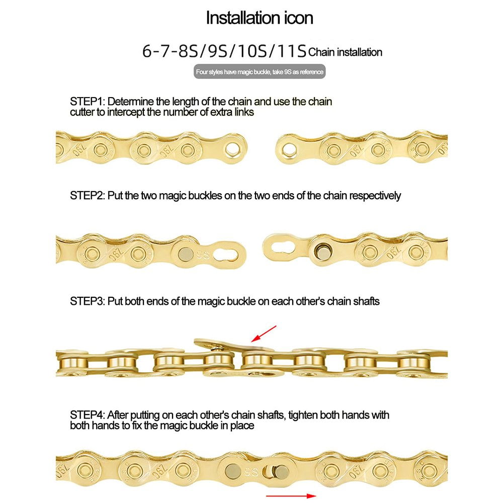 Bike Chain 6 7 8 Speed Bicycle Chain Steel Hollow out Bike Chains 116 Links Ultralight MTB Bicycle Chain for Road Mountain Bike Golden Walmart