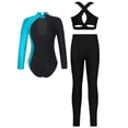thumbnail image 3 of iiniim Gymnastics Dance Unitards for Girls Tumbling Ballet Leotards Biketards 3Pcs Activewear Lake Blue 6, 3 of 6