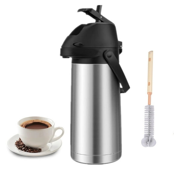 Coffee Carafe for Keeping Hot - 68oz/1.9L Airpot Coffee Dispenser with Pump -- Insulated Stainless Steel Hot Beverage Dispenser for Parties - Thermal Carafe for Hot Drinks Water Tea Chocolate