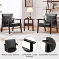 thumbnail image 4 of Yaheetech Mid-Century Modern Faux Leather Accent Chair with Solid Wood Legs, Black, 4 of 7