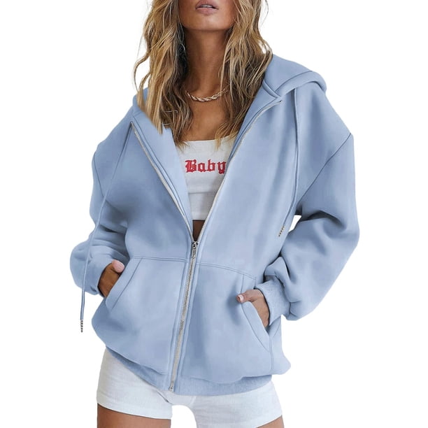 Sudadera con Capucha PRETTYGARDEN 2025 con Cierre Azul Claro XS