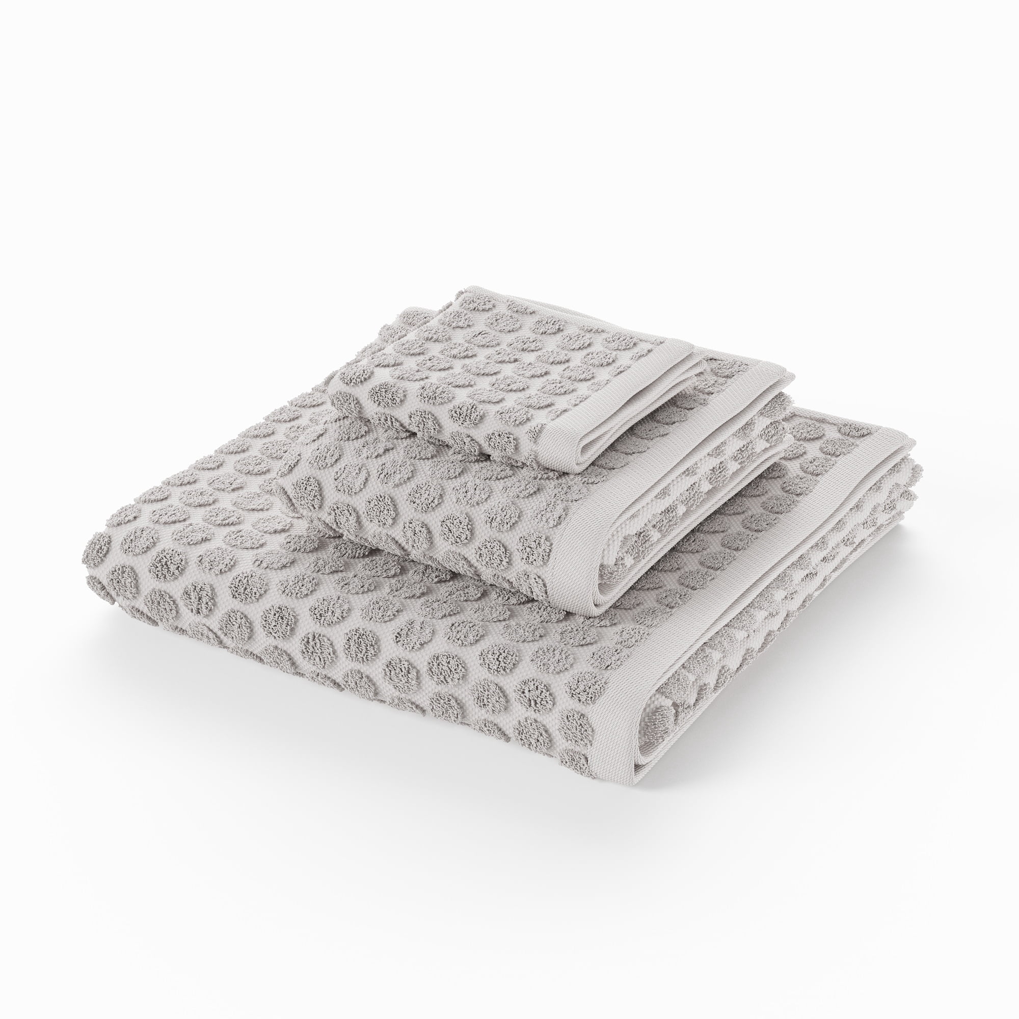 Beautiful by Drew Barrymore 6-Piece Dot Bath Towel Set, Soft 100% Cotton, Porcini Taupe