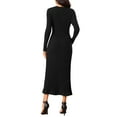 thumbnail image 3 of VESTIDO DE SUÉTER DE MANGA LARGA PARA MUJER INSPIRE CHIC, CUELLO REDONDO, TEJIDO DE CANALÉ, PLISADO EN A, VESTIDOS MIDI TALLA S NEGRO, 3 of 6