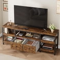 thumbnail image 3 of Rustic brown 63 - pulgada moderno - industrial mesa de TV para tvs up to 65 pulgadas, con 2 fabric cajones, abiertos design, almacenamiento estantes y metal frame, 3 of 7