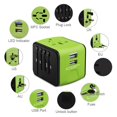 thumbnail image 3 of universal travel adapter, haozi all-in-one international travel charger with 2.4a dual usb, travel power adapter travel wall charger for us, uk, eu, au & asia covers 150+countries (green), 3 of 6