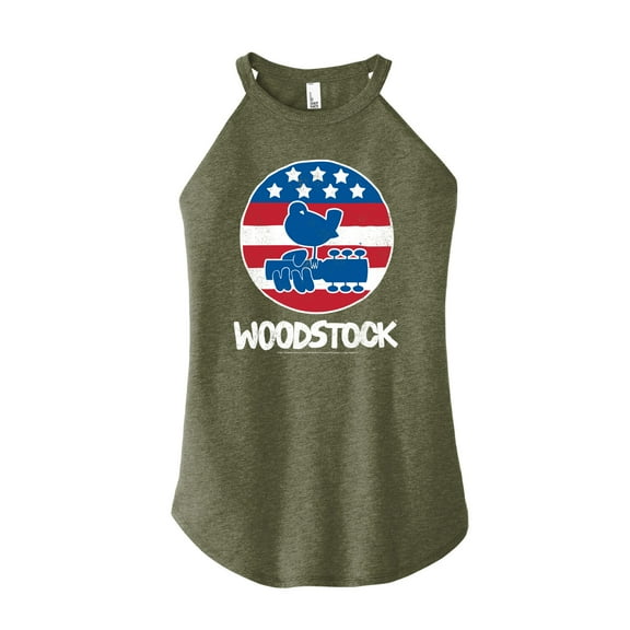 Woodstock - Original Poster - Americana - Juniors Cropped Racerback Tank Top