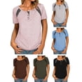 thumbnail image 4 of Camiseta de manga corta para mujer Camisetas casuales con estampado de rayas y cuello en O Abanopi Camiseta mujer, 4 of 4