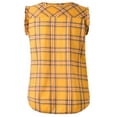 thumbnail image 4 of Doublju Womens Ruffle Cap Sleeveless Slit Neckline Loose Fit Plaid Stylish Top, 4 of 4