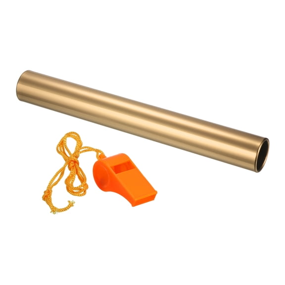 Uxcell Relay Track Baton Aluminum Tube Field Running Race Stick with Whistle for Athletics, Gold