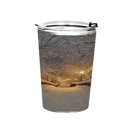 

11oz Straw Mugs with Handle and Straw Lid Sports Mugs Car Mugs Snowy City Street