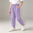 thumbnail image 5 of HAOTAGS Kids Printed Elastic Waistband With Pockets Loose Pants (5-15) Outdoor Casual Nylon Spandex Trousers Purple Size 14, 5 of 10