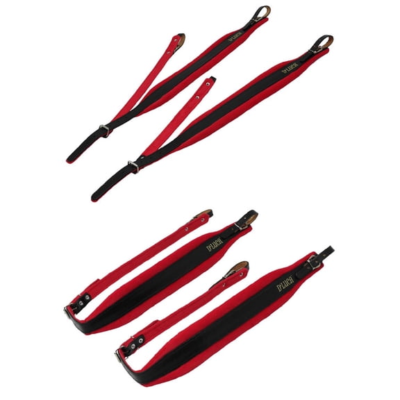 D'Luca DSG-BKLRDV Pro SG Series Genuine Leather Accordion Straps, Black/Red