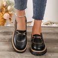 thumbnail image 5 of ZACPNCV Women's Matte Leather Block Heel Loafers Chunky Heel Round Toe Slip On Retro Casual Shoes Comfortable Vintage, 5 of 9