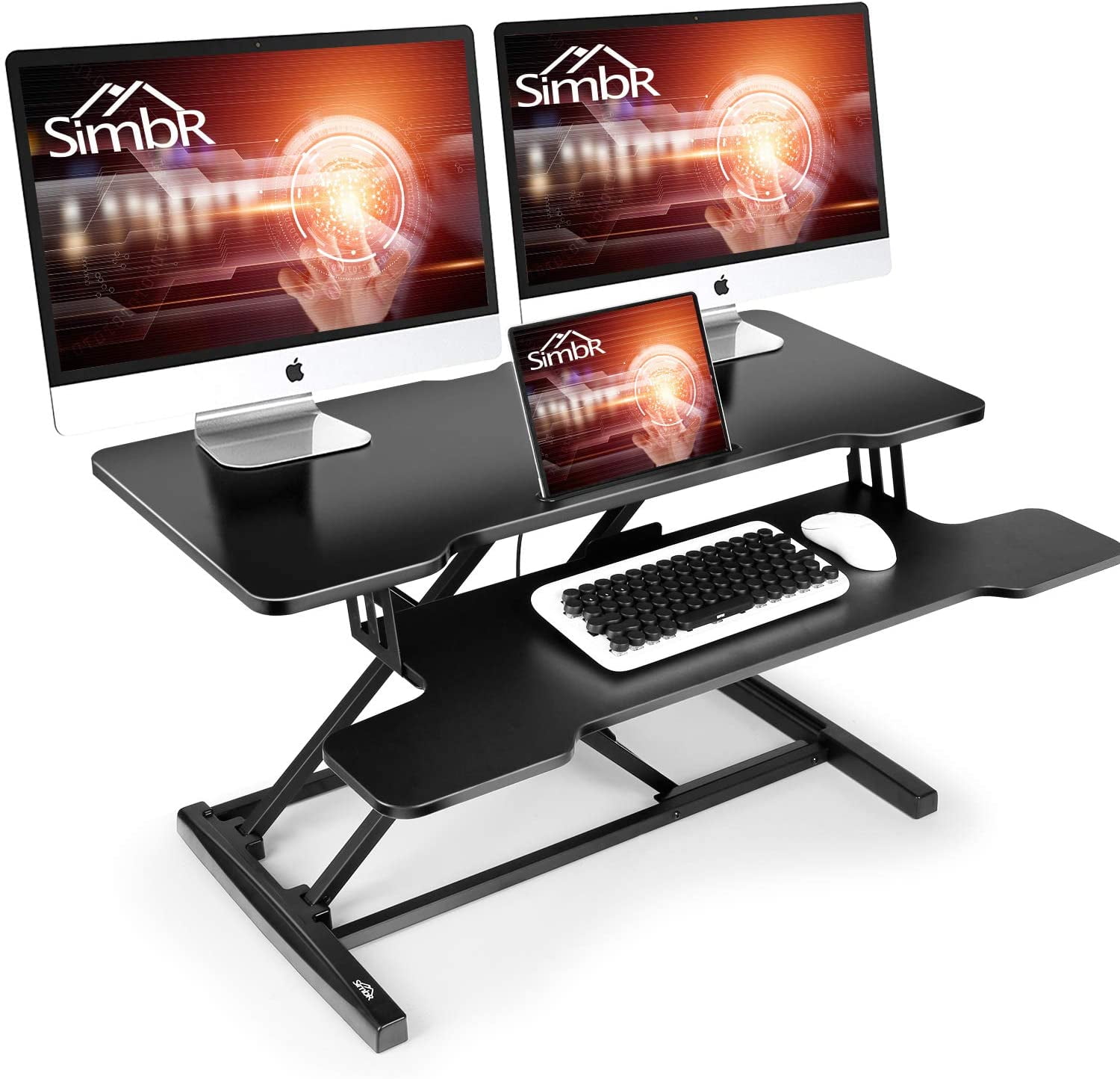 Simbr Standing Desk Converter 36 Inch, 36 Inch Computer Desk With Keyboard Tray