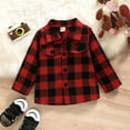 thumbnail image 4 of HBFAGFB Chemises pour Tout-Petits Garçons Filles à Carreaux Boutonnées Manches Longues Vestes Décontractées Rouges Taille 110, 4 of 4