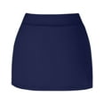 thumbnail image 5 of FASHOFT High Waisted Swim Skirt for Women Side Split Bathing Suit Skirt with Built in Bikini Bottom Swim Skort Swimsuit Bottoms Dark Blue S, 5 of 7