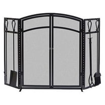Panacea Three Panel Arched Fireplace Screen w/Doors & Tools