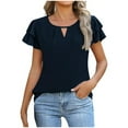 thumbnail image 2 of BVOFAR Womens Tops Dressy Casual Business Work Blouses Short Ruffle Sleeve keyhole Shirts Summer Trendy Solid Color T-Shirts, 2 of 9