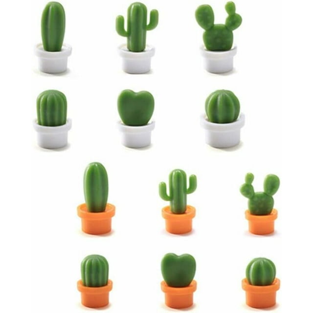 Juego de 12 imanes de nevera 3D de cactus, imanes decorativos para nevera para el hogar, gabinetes de oficina, pizarras blancas y fotos, lindo imán de cactus verde TUNC Sencillez