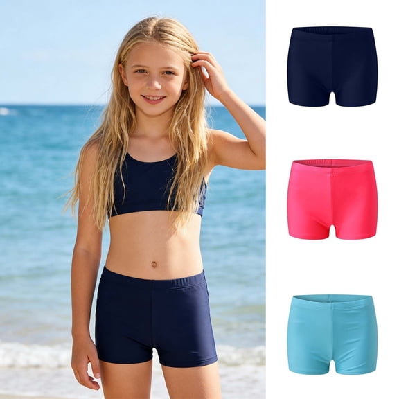 Miaoju Girls Swim Shorts High Waisted Bathing Suit Bottoms Swimsuit Boy Shorts Swimwear Bikini Board Shorts