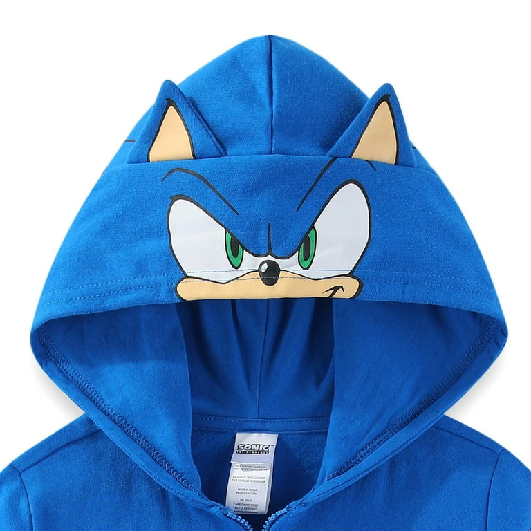 Sonic the Hedgehog Fleece Full Zip Up Hoodie with Ears (Boys