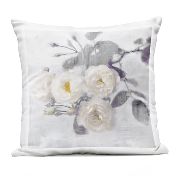 Stupell Industries White Blooms on Grey Design by Emily Ford Outdoor Printed Pillow