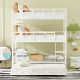thumbnail image 3 of Euroco Metal Twin Triple Bunk Bed with Trundle, Convertible 4 Beds in One Bunk for Kids, White, 3 of 13