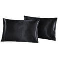 thumbnail image 2 of ANMINY Satin Pillowcase Set of 2 Standard Silk Bedding Pillowcases 26" x 20" Pillow Cover, Black, 2 of 5