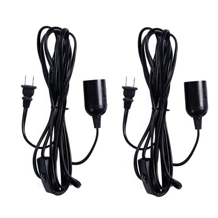 Light Bulb Pendant Lights HDE 2 Pack 12 ft Hanging Light Cord E26/E27 Bulb Socket Lantern Pendant Light with Two Prong US Plug On/Off Switch (Black) ()