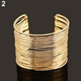 thumbnail image 2 of Fairnull Fashion Women's Multilayer Metal Wires Strings Open Bangle Wide Cuff Bracelet, 2 of 9
