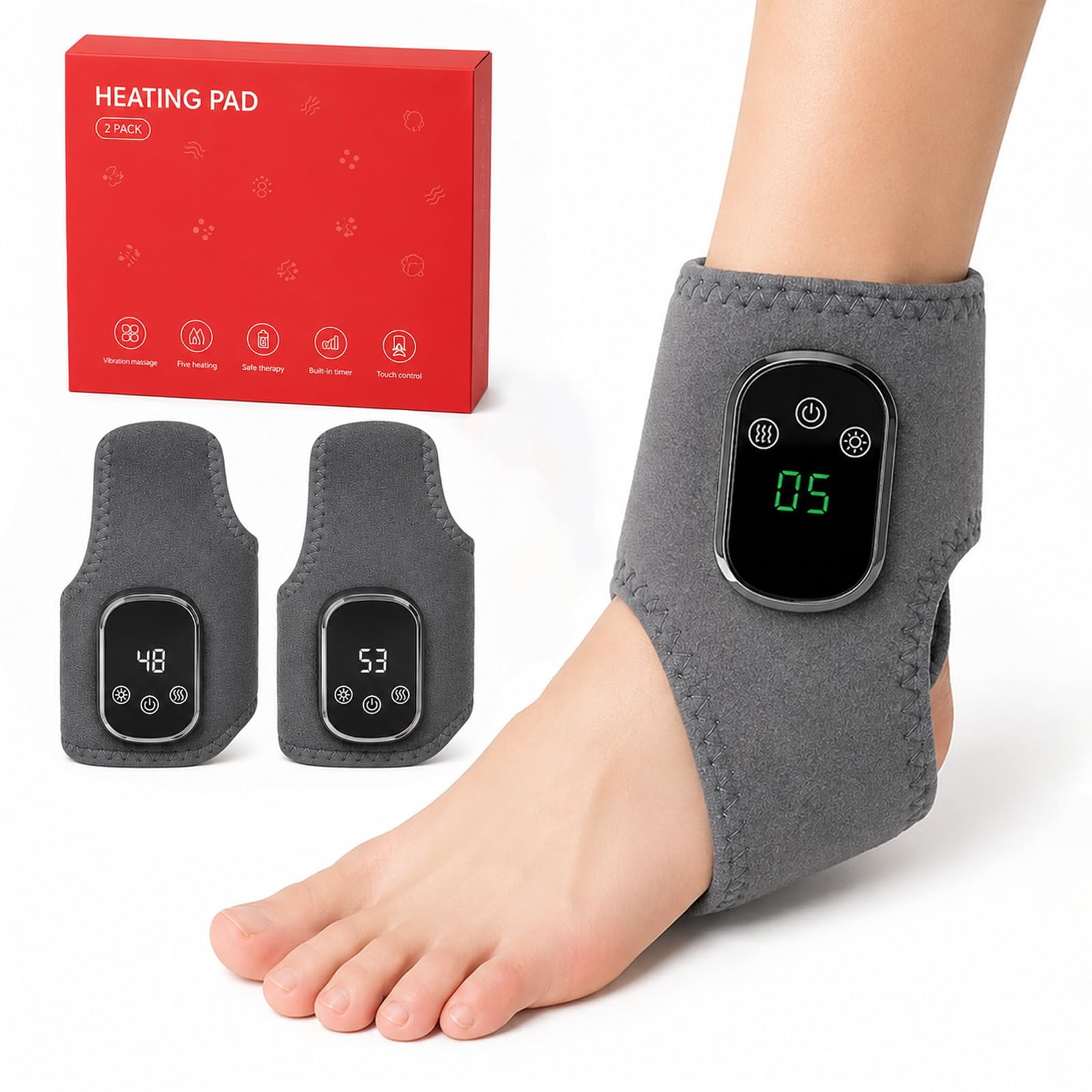 Endurar Foot Massager, 3-in-1 Cordless & Portable Foot and Ankle Massager for Heel, Adjustable Massage Intensity and Warmth