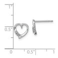 thumbnail image 2 of 925 Sterling Silver Polished Rhodium Diamond Love Heart Post Earrings 9x9mm Wide Stud Earring for Women, 2 of 2
