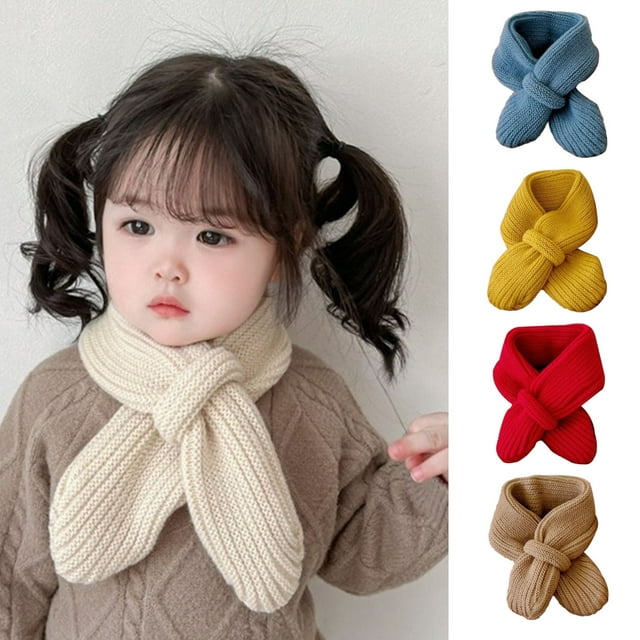 Trayknick Foulard d'Hiver pour Bébé Tricotée Épaisse Élastique Douce Couleur Unie Unisexe Chaude Résistante au Froid Anti-Rétrécissement Protection du Cou pour Enfants Enveloppe de Cou Rouge