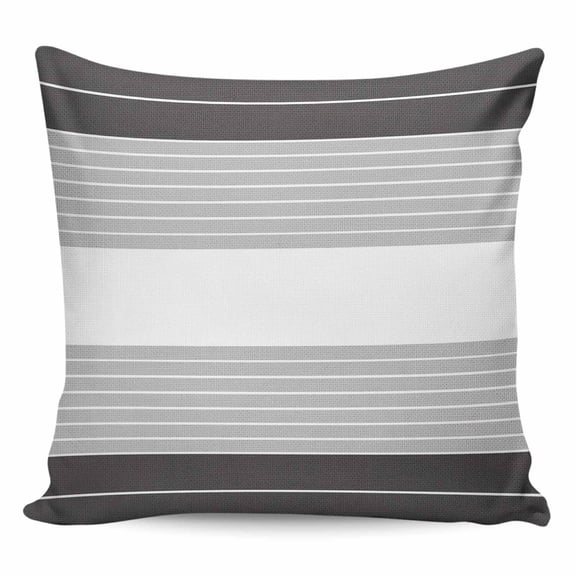 Throw Pillow Covers 18x18 Inch, Black Grey Stripe Decorative Pillow Cases for Couch Sofa Bed, Modern Art Horizontal Striped Cotton Linen Square Home Decor Pillowcases with Hidden Zipper