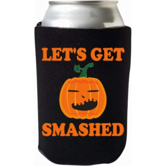 Funny Halloween Can Cooler - Let's Get Smashed - Pumpkin Halloween Party Gift Beer Holder - Halloween Costume - Halloween Party
