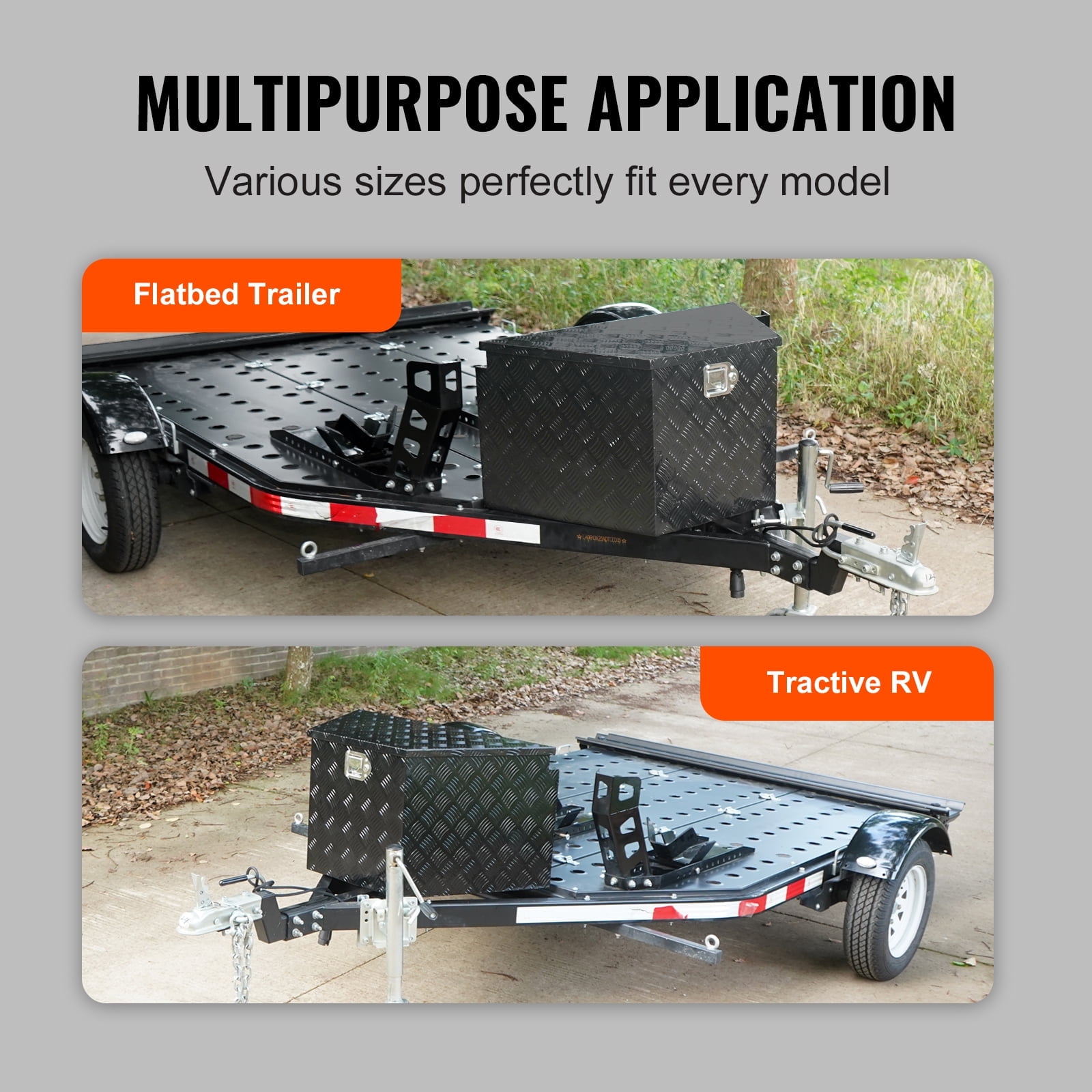 KFFKFF Aluminum Alloy Diamond Plate Trailer Tongue Tool Box, Durable Storage Chest with Lock and Keys, Utility Box for Pickup Trucks, RVs, and Trailers, 39"x16.5"x12"