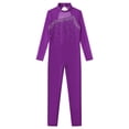 thumbnail image 3 of renvena Combinaison de Patinage pour Filles Enfants Combinaison de Danse Intégrale Manches Longues une Pièce Violet 10, 3 of 7