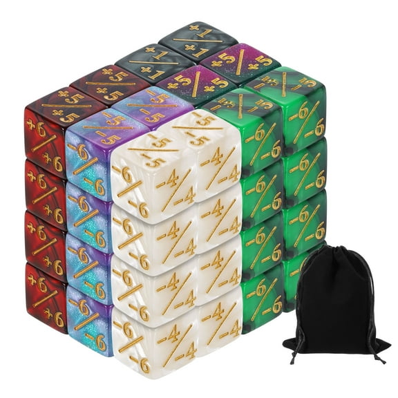 48Pack Magic Dice Counters, Acrylic D6 Life Counter Token Dice Set, 6 Colors