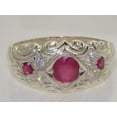 thumbnail image 5 of LBG 925 Sterling Silver Natural Ruby and Diamond Womens Band Ring - size 4.75, 5 of 6