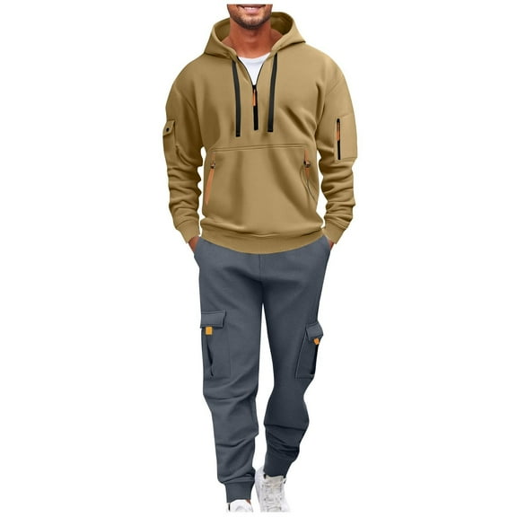 AnuYalue Track Suits Mens Sweatsuits 2 Piece Set Hoodie and Sweatpants Jogging Suits for Men Casual Running Sweat Suit Set