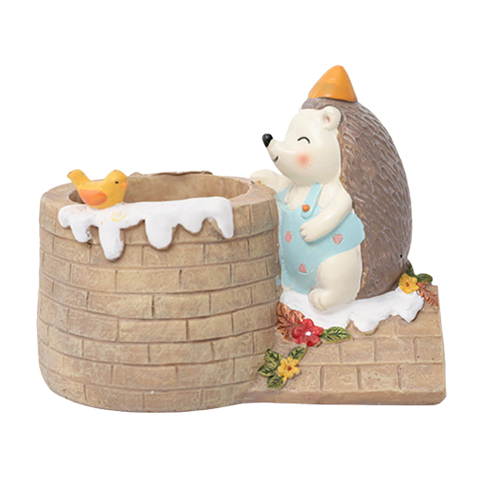 ziyahi Cute Cartoon Forest Hedgehog Figurine for Succulent Holiday