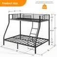 thumbnail image 3 of VLDTDRDI 500LBS Metal Bunk Bed,Twin Over Full Size Loft Bunk Bed with Ladder and Guardrail,Heavy Duty Metal Bed Frame for Teens Adults, Black, 3 of 9