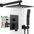 thumbnail image 2 of Gotonovo Rainfall Bathroom Shower System Rain Shower Head And Handle Set Wall Mounted Shower Complete Combo Solid Brass Pressure Balancing Shower Mixer Valve 12 Inch Matte Black, 2 of 4