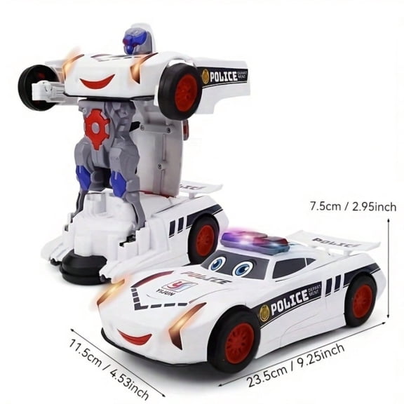 Kids Electric Transforming Robot with Lights & Music, Automatic Obstacle Avoiding Vehicle Toy, Action Toy for Boys Holiday Birthday Gift