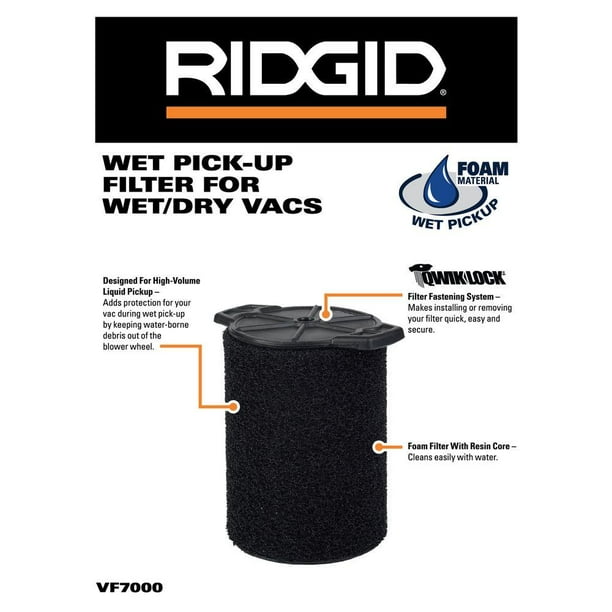 ridgid vf7000 wet application foam filter for 5.020 gallon for rigid for wet/dry vac Walmart