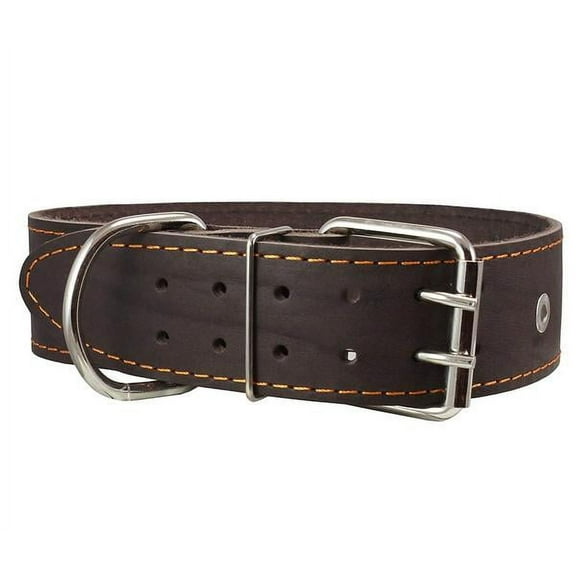 Genuine Leather Studded Dog Collar, Brown, 1.75" Wide. Fits 18.5"-22" Neck.For Large Breeds Boxer, Pit Bull.