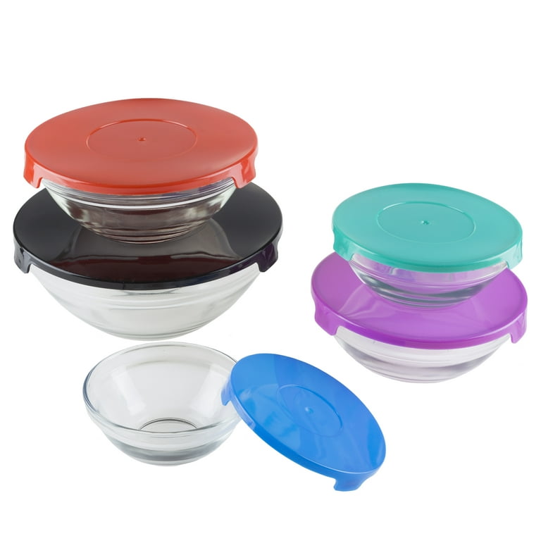 Basics Glass Locking Lids Food Storage, 14-Piece Set, 7 Containers and 7 BPA-Free Lids, Blue
