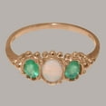 thumbnail image 5 of LBG British Made 10k Rose Gold Natural Opal & Emerald Womens Engagement Ring - 33 size options - Size 4.5, 5 of 6